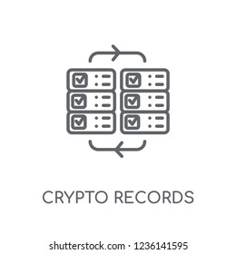 crypto records linear icon. Modern outline crypto records logo concept on white background from Cryptocurrency economy and finance collection.