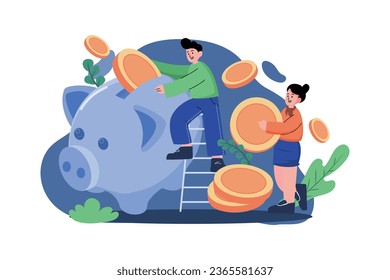 Crypto Saving Illustration Konzept auf weißem Hintergrund