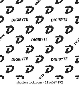 Crypto seamless design. Digibyte cryptocurrency pattern wallpaper. Blockchain technology background. Stock vector concept isolated on white