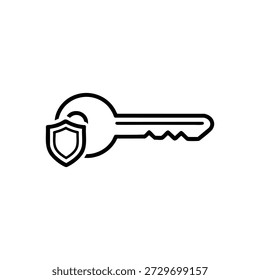 Crypto security key icon black and white vector illustration for blockchain privacy and digital asset protection