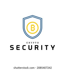 vector de diseño del logotipo de la moneda y del escudo de seguridad criptográfica