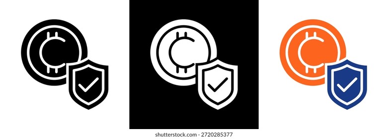 Crypto Shield Symbol Set Glyphe Vektorgrafik