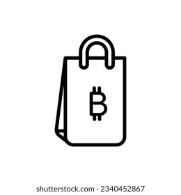 Crypto Shopping Bag Outline Icon Vector Illustration