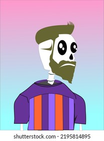 Crypto skull character NFT. skull wearing football jersey pixel art. Vector illustration isolated on unique background. Blockchain based art