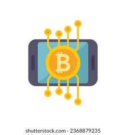 Crypto smartphone icon flat vector. Business money. Finance payment isolated