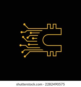 Crypto Style Gold Letter C Logos