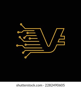 Crypto Style Gold Letter V Logos