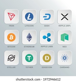 Crypto Symbols Web Buttons Set