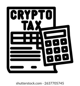 crypto tax calculation fintech line icon vector. crypto tax calculation fintech sign. isolated contour symbol black illustration