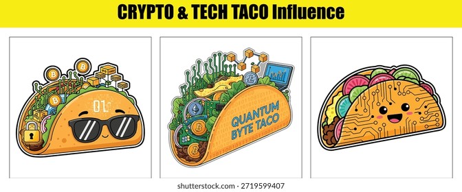 Tacos criptográficos y tecnológicos con tecnología blockchain, IA y temas de computación cuántica