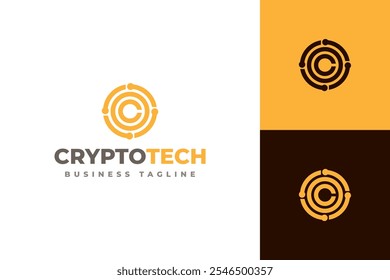 Diseño de logotipo de Vector de cripto tecnología