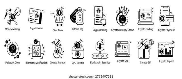 Ilustración vectorial de línea de tecnología criptográfica