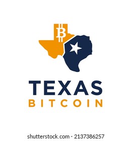 Crypto texas logo design. Bitcoin sign vector. cryptocurrency coins symbol.