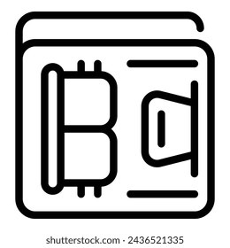 Crypto token wallet icon outline vector. Bitcoin monetary capital. Exchange digital money