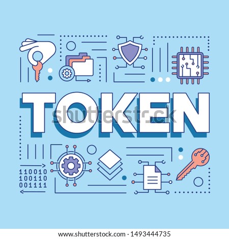 Crypto token word concepts banner. Data encryption and fintech. Presentation, website. Blockchain digital regulation. Isolated lettering typography idea with linear icons. Vector outline illustration