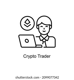 Icono de contorno del vector Crypto Trader para web aislada en fondo blanco archivo EPS 10