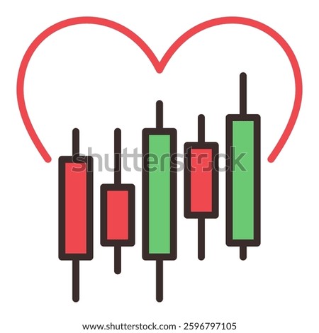 Crypto Trading Chart with Heart vector concept colored icon or logo element