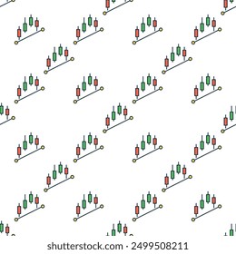 Formación de comercio criptográfico con gráficos de velas Concepto de Vector de color sin patrón