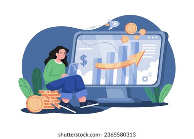Crypto Trading Illustration concept on white background