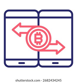 Ilustración vectorial de color de icono de transferencia criptográfica