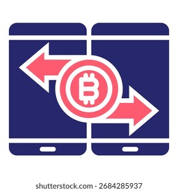 Ilustración vectorial de relleno de íconos de transferencia criptográfica