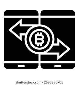 Ilustración vectorial de glifo de ícono de transferencia criptográfica