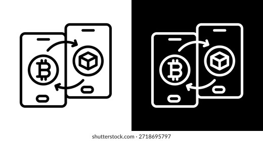 Icono De Transferencia De Criptomonedas De Línea Estilo Blanco Y Negro