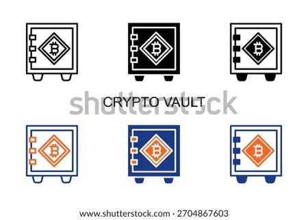Crypto Vault Icon Multi Style Vector Illustration
