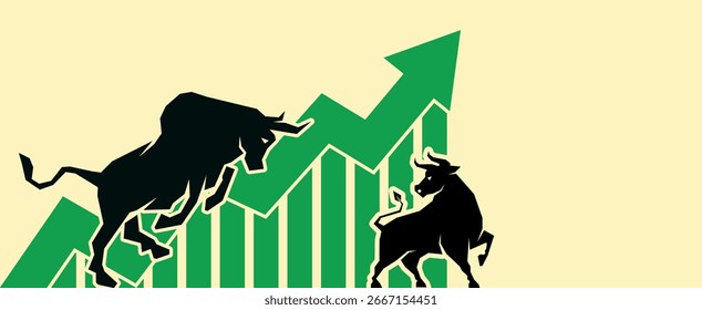 Crypto Up Ilustración vectorial con Bull. Crecimiento de la moneda digital y concepto de mercado alcista. Imagen de Vector criptográfico del mercado alcista, gráfico alcista de tendencia alcista. Crecimiento al alza. Blockchain y mercado financiero