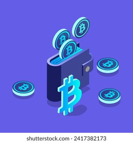 ilustración isométrica de 3d de la cartera criptográfica