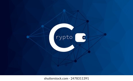 Cartera criptográfica para criptomonedas. Tecnología Blockchain. Fondo de triángulo de Vector con patrón de red. Dinero virtual para negocios, finanzas, comercio global digital, pago, en todo el mundo, intercambio