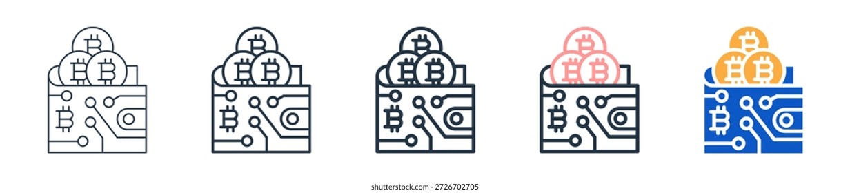Crypto Wallet different style icons set vector illustration.