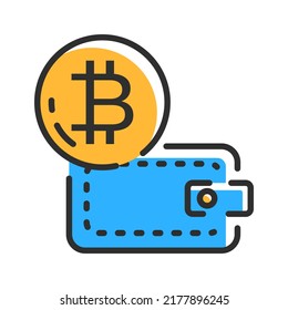 Crypto wallet icon. Bitcoin money. Vector illustration