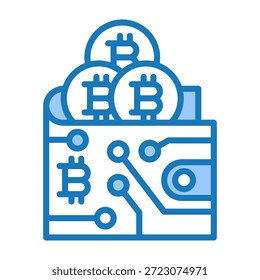 Ícone de carteira de criptografia azul Dualtone Design Vetor Ilustração
