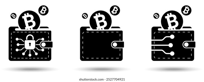 Crypto wallet icon. Crypto wallet icon on a white background, isolated. The icon has three uses in applications and websites. Vector illustration. Crypto wallet icon on a white background.