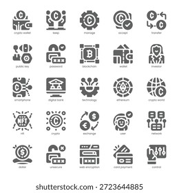 Paquete de iconos de criptomoneda para su Sitio web, móvil, presentación y diseño de logotipo. Crypto Wallet Icon diseño sólido. Ilustración gráfica de Vector y trazo editable.