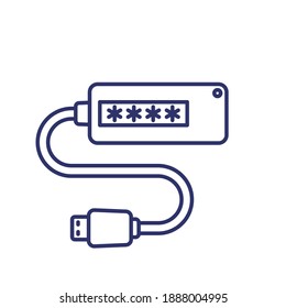 icono de línea de cartera criptográfica en blanco