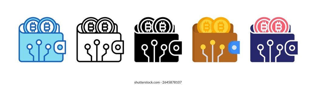 Crypto Wallet Multiple Style Icon Set Collection.