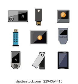 caricatura del juego de cartera crypto. negocio digital, moneda de pago, bitcoin de dinero, cripto de la tecnología de la moneda, signo de cartera. ilustración vectorial de símbolo aislado