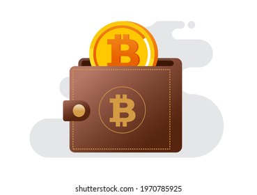 Crypto wallet system on blockchain. Digital asset cryptocurrency. Bitcoin investment vector illustration for website landing page template