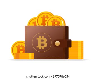 Crypto wallet system on blockchain. Digital asset cryptocurrency. Bitcoin investment vector illustration for website landing page template