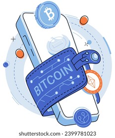 Crypto wallet vector illustration. The use digital wallets is transforming way we conduct business online The crypto wallet metaphor helps us understand intangible nature digital financial The crypto