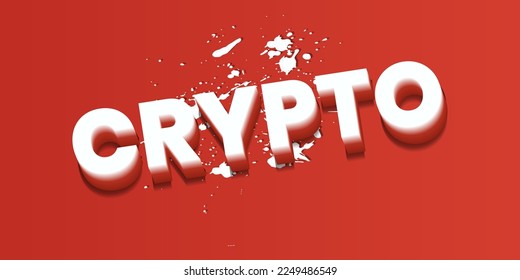 Crypto word font style template design wallpaper, white paint drops pattern placed in the red background. Cryptocurrency network vector illustration with modern block chain technology banner.