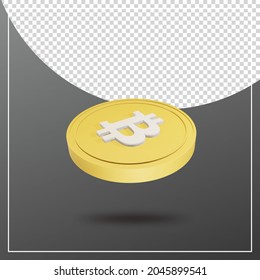 cryptocoin bitcoin 3d render transparent background