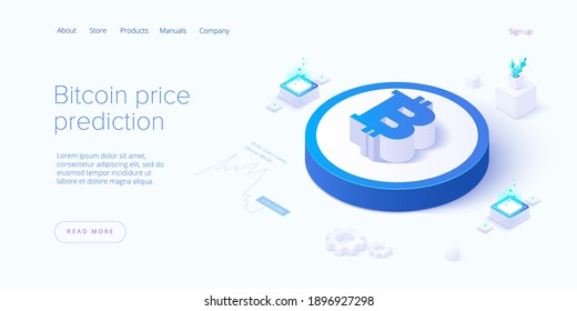 Cryptocoin mining farm layout. Cryptocurrency and blockchain network business isometric vector illustration. Crypto currency exchange or transaction process background.