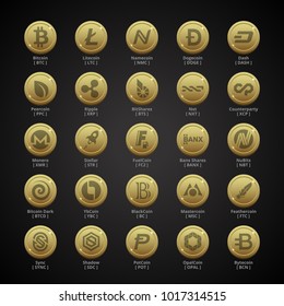 Cryptocoins, Cryptocurrencies - SET 1 - Golden Style