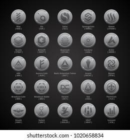 Cryptocoins, Cryptocurrencies - SET 5 - Silver Style svg