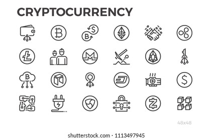 Cryptocorrency icons. Cryptography, crypto currency, money and other symbols. Editable line. - Powered by Shutterstock - Get 15% off with code: PIKWIZARD15