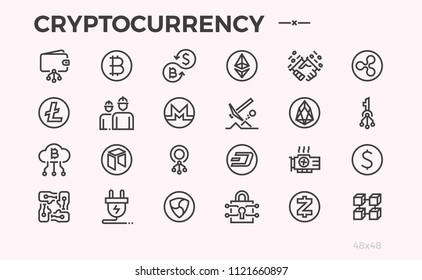 Cryptocorrency icons. Cryptography, crypto currency, money. Not editable line. - Powered by Shutterstock - Get 15% off with code: PIKWIZARD15