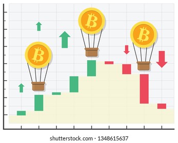Cryptocurrencies Balloon Concept. Vector Illustration of cryptocurrency financial analysis.